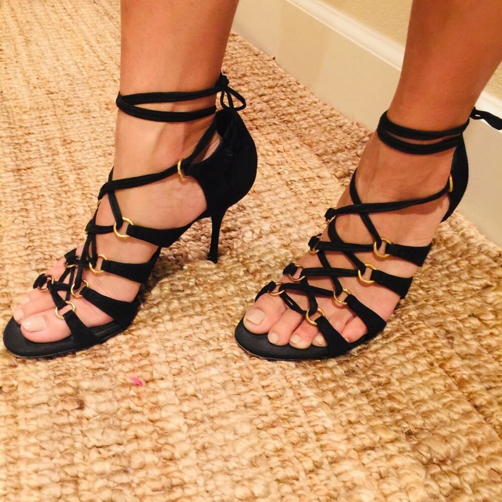 DOLCE GABBANA Suede Tie Up Heels Size 8.5